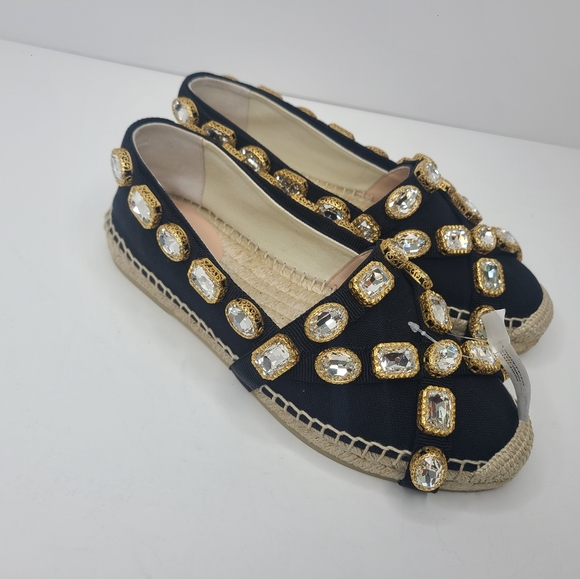 Gucci Canvas Espadrille Flats with Crystals Black EU 37 - Picture 4 of 14
